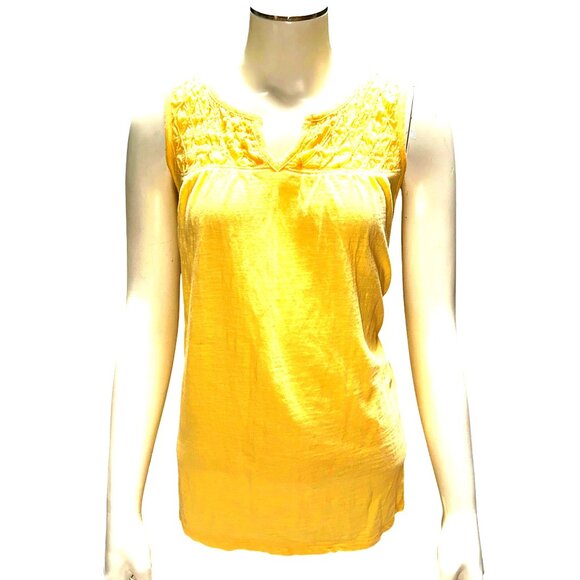Woolrich L Yellow Organic Cotton Sleeveless Blouse Boho Resort Summer City Chic - Picture 2 of 13